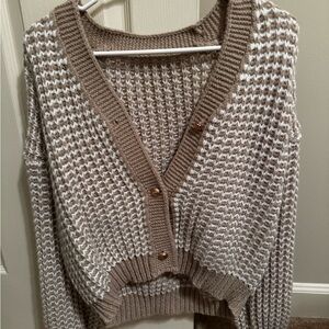 SHEIN Brown and White Knit Cardigan